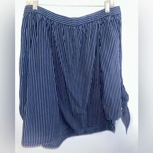 Navy Striped Off the Shoulder Women's Long Sleeve Shirt